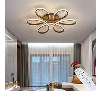 XW809K Plafonnier LED 74 cm 160 W avec télécommande Couleur de la lumière/luminosité réglable Couleur café Cadre en métal laqué A+ Lampe de salon Plafonnier LED (XW809K-74 cm Café)