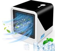 Petit climatiseur portable 3 en 1 - Humidificateur d'air compact par évaporation - Ventilateur de bureau à 3 vitesses de vent - Convient pour la maison et le bureau