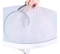 XWanitd Protection en PVC transparent pour table ronde, facile à nettoyer, nappe antidérapante en vinyle imperméable et souple, tapis de bureau (rond de 105 cm)