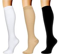 xwanli 3 paires unisexe Chaussette de Contention Bas de Contention Chaussettes de Compression, pour Sportive, Cyclisme, Voyage en Avion et Grossesse de maternité