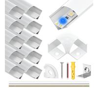 Xwartre Profilé LED en aluminium en forme de U - 10 x 1 m - Avec couvercle blanc laiteux - Embouts et pince de montage pour bandes LED