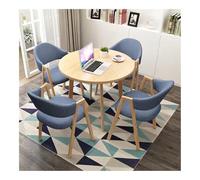 XwBaiW Table À Manger Ronde De 5 Pièces for 4 Faux Tableau en Marbre Et 4 Chaises Set De Tables Ronde De Cuisine Moderne for Salle À Manger, Salon, Petits Espaces(Yellow,Dark Blue)