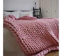 XWCG Couverture Tricotée en Grosse Laine - Couverture en Tricot Couverture de Laine Couverture pour Bébé pour Le Bureau de Sofa de Lit Couverture en Grosse Maille,Rose,120 * 150cm