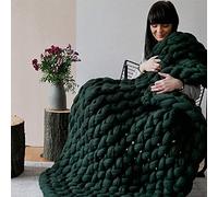 XWCG Couverture Tricotée Épaisse Plaid Grosse Maille Laine Grosse Douce Et Chaude pour Sofa Natte de Couchage Couverture en Tricot - Couverture pour La Maison - Cadeau,Vert,120 x 150cm