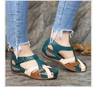 XWCG Sandale Orthopedique Femme Sandales Compensées Mode Été Confortable Plateforme Pantoufles Bout Fermé Chaussures de Plage Hollow Out Confort Boucle Flip-Flop,Vert,US7.5/EU39