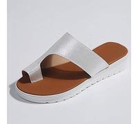 XWCG Sandale Plateforme Femme D'Ete Sandales Compensées Sandales Femmes Sandales Plates Toe Comfy Sandales Chaussures de Plage,Argent,36