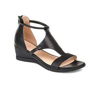 XWCG Sandale Plateforme Femme Sandales À Compensées Plateforme en Cuir Synthétique Sandales D'été Confortables Chaussures de Plage,Noir,41