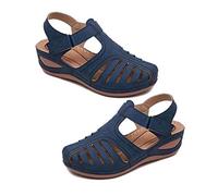 XWCG Sandales Femme Compensées Chaussure Mode Sandale Plateforme Été PU avec Boucle Confortables Chaussures de Plateforme Plage,Bleu,39