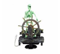 Xweptuy 1 pièce, Ornement d'aquarium, Capitaine Pirate, décorations de Paysage Aquatique, Squelette Actif entraîné par l'air pour décoration d'aquarium