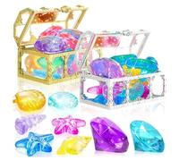 Xweptuy 32 PCS Jouets de Plongée dans la Piscine Plongée Colorée Différentes Formes Jouets de Diamants avec Boîte Pirate au Trésor en Plastique sous-Marine Piscine pour Enfants Plage pour Enfants Gar