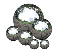 Xweptuy Boule d'observation en Acier Inoxydable, 6 pièces, Poli Miroir, Lisse et Creuse, Boule d'observation réfléchissante, Globes décoratifs à Faire soi-même pour Le Jardin