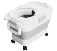 Xweptuy Conteneur de Nourriture pour Animaux de Compagnie 15 kg / 33 LB Pliable étanche à air étanche Conteneur Rangement Alimentaire avec poignée et Roues Couverte Claire Couvercle damppoème Large b