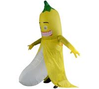 Xweptuy Costume gonflable drôle Halloween Banana Zippered Blow Up Costume pour adulte adulte avec ventilateur à air complet Air Ba un de banane d'Halloween pour la fête de Pâques Bulldog Co