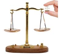 Xweptuy Dollhouse Furniture 1:12 Mini Mini Balance Scale avec 6 Poids d'équilibrage, Modèle de Justice Miniature en métal réaliste