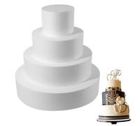 Xweptuy Gâteau factice 4 pièces 4/6/8/10 Pouces gâteau Rond Bricolage Bloc de polystyrène léger réutilisable pour l'affichage de fête d'anniversaire Mariage