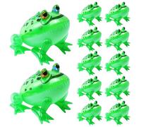 Xweptuy Grenouille Gonflable 12 pièces illuminent des Ballons de Grenouille réalistes en PVC, Animaux gonflables avec Ficelle élastique, 7, 9x7, 9x3, 9 Pouces, Animaux gonflables grinçants