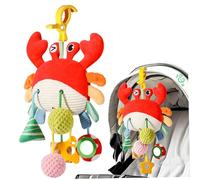 Xweptuy Jouets de siège de Voiture, Jouets Suspendus en Spirale en Peluche pour bébé pour Poussette, Barre Berceau, siège Voiture Mobile avec boîte à Musique-Forme Crabe