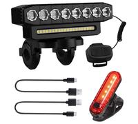 Xweptuy Klaxon de vélo électrique, lumières de vélo LED Avant et arrière étanches Rechargeables à 6 Modes pour l'extérieur