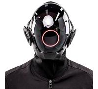 Xweptuy Masque cyberpunk avec masque futuriste LED rond pour hommes Femmes PC Cyberpunk Casque avec facial Cyber Mask for Cosplay Party Halloween Music Festival