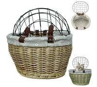 Xweptuy Panier à Chiens pour vélo pour Chiens Carrier de vélo avec Couvercle en Mailles et Couvercle Basket à Front en Osier de comp