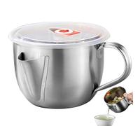 Xweptuy Puche de séparateur de Graisse 1L 1L Grade Alimentaire en Acier Inoxydable Puche séparateur de Sauce avec Couvercle et Manche 2 Prises de Graisse de Bacon pour Fournitures de Cuisine