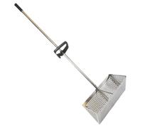 Xweptuy Râteau à puces de Sable, Tamis à Sable de Plage en Acier Inoxydable avec Panier Large en Dents Requin 15, 8 Pouces, râteau Long Manche Amovible pour la Plage