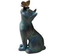 Xweptuy Statue de Jardin de Chat, Statue Chat Mignon avec Papillon, Figurines en résine, mémorial décoratif pour Animaux Compagnie pour pelouse, Patio, Cour et Jardin
