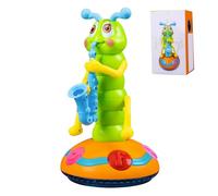 Xweptuy Wriggle Caterpillar Kids Electric Dancing Saxophone Caterpillar Jouet avec Musique et lumière LED Évitement d'obstacles Auto