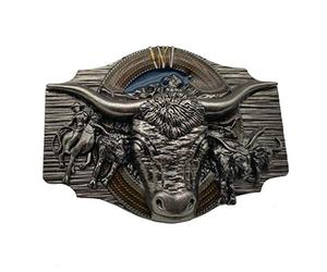 Xwest Longhorn Cowboy Cowgirl Bull Rodeo Western Texas Belt Buckle Boucle de ceinture