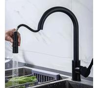XWIHTR Robinet de cuisine amovible et rétractable, mitigeur de cuisine rotatif à 360°, mélangeur de cuisine en acier inoxydable de 2 modèles, mélangeur de lavabo de cuisine haute pression (noir)