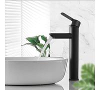 XWIHTR Robinets de lavabo et de salle de bain chauds et froids en acier inoxydable, avec économie d'eau silencieuse et sans égouttement pour salle de bain, lavabo, petits robinets de cuisine (noir)