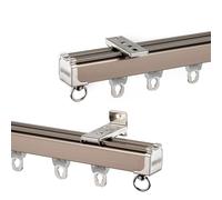 XWJOYW Tringle à Rideaux Multi-usages en Aluminium, Tringle à Rideaux de séparation, Rail Silencieux, pour Espace, Salon, hôpital, Chambre, Salle de Douche, Camping-Car (Champagne, 130 cm/4,3 pi)