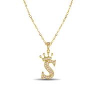 XWN Bijou cervical féminin avec lettres, Collier plaqué or 14K à initiales et couronnes, Chaîne en acier inoxydable à grafías et zircons dorés