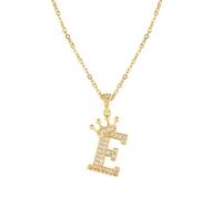 XWN Bijou cervical féminin avec lettres, Collier plaqué or 14K à initiales et couronnes, Chaîne en acier inoxydable à grafías et zircons dorés