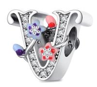 XWN Lettre Charme Perles de Alphabet A à Z en argent sterling 925 pour bracelet et collier Pandora Compatible avec bracelets européens pour femmes et filles