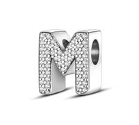 XWN Lettre Charme Perles de Alphabet A à Z en argent sterling 925 pour bracelet et collier Pandora Compatible avec bracelets européens pour femmes et filles