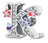 XWN Lettre Charme Perles de Alphabet A à Z en argent sterling 925 pour bracelet et collier Pandora Compatible avec bracelets européens pour femmes et filles