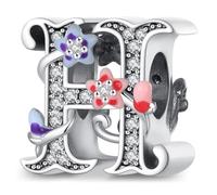 XWN Lettre Charme Perles de Alphabet A à Z en argent sterling 925 pour bracelet et collier Pandora Compatible avec bracelets européens pour femmes et filles