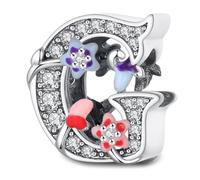 XWN Lettre Charme Perles de Alphabet A à Z en argent sterling 925 pour bracelet et collier Pandora Compatible avec bracelets européens pour femmes et filles