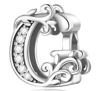 XWN Lettre Charme Perles de Alphabet A à Z en argent sterling 925 pour bracelet et collier Pandora Compatible avec bracelets européens pour femmes et filles