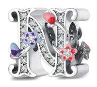 XWN Lettre Charme Perles de Alphabet A à Z en argent sterling 925 pour bracelet et collier Pandora Compatible avec bracelets européens pour femmes et filles