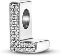 XWN Lettre Charme Perles de Alphabet A à Z en argent sterling 925 pour bracelet et collier Pandora Compatible avec bracelets européens pour femmes et filles