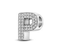 XWN Lettre Charme Perles de Alphabet A à Z en argent sterling 925 pour bracelet et collier Pandora Compatible avec bracelets européens pour femmes et filles