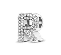 XWN Lettre Charme Perles de Alphabet A à Z en argent sterling 925 pour bracelet et collier Pandora Compatible avec bracelets européens pour femmes et filles