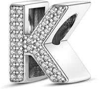 XWN Lettre Charme Perles de Alphabet A à Z en argent sterling 925 pour bracelet et collier Pandora Compatible avec bracelets européens pour femmes et filles
