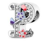 XWN Lettre Charme Perles de Alphabet A à Z en argent sterling 925 pour bracelet et collier Pandora Compatible avec bracelets européens pour femmes et filles