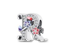 XWN Lettre Charme Perles de Alphabet A à Z en argent sterling 925 pour bracelet et collier Pandora Compatible avec bracelets européens pour femmes et filles
