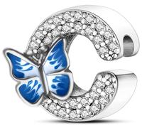 XWN Lettre Charme Perles de Alphabet A à Z en argent sterling 925 pour bracelet et collier Pandora Compatible avec bracelets européens pour femmes et filles