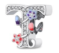 XWN Lettre Charme Perles de Alphabet A à Z en argent sterling 925 pour bracelet et collier Pandora Compatible avec bracelets européens pour femmes et filles