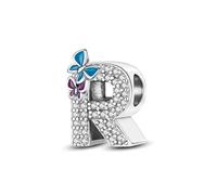 XWN Lettre Charme Perles de Alphabet A à Z en argent sterling 925 pour bracelet et collier Pandora Compatible avec bracelets européens pour femmes et filles